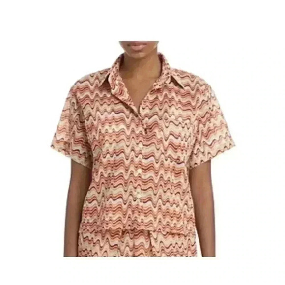 Faithful The Brand Manu Shirt Vandella Print Dusk Short Sleeve Swim Coverup 6 - Picture 1 of 7